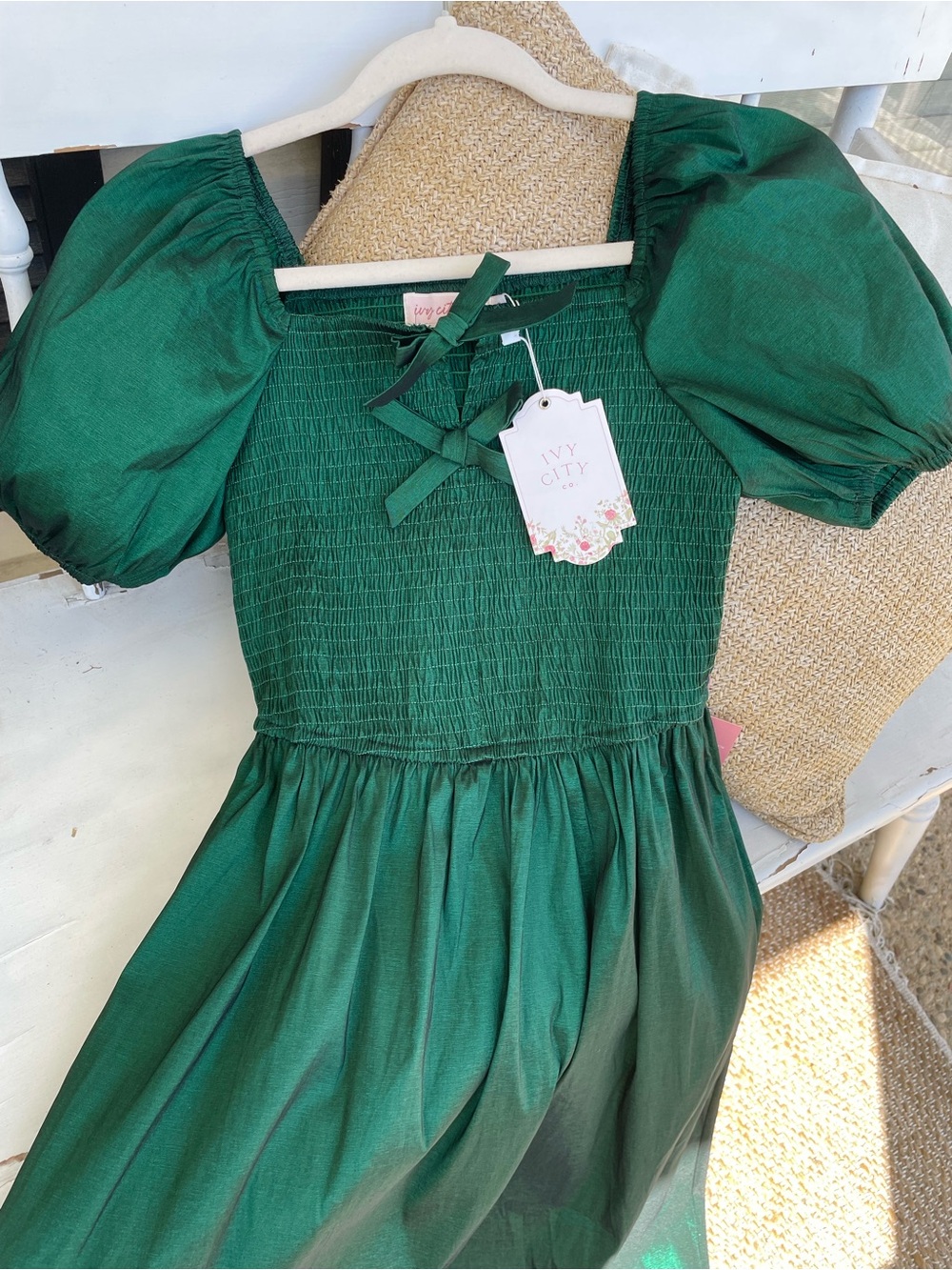 Ivy City Co Cassie Dress Emerald Green Taffeta XS, NEW WITH TAGS